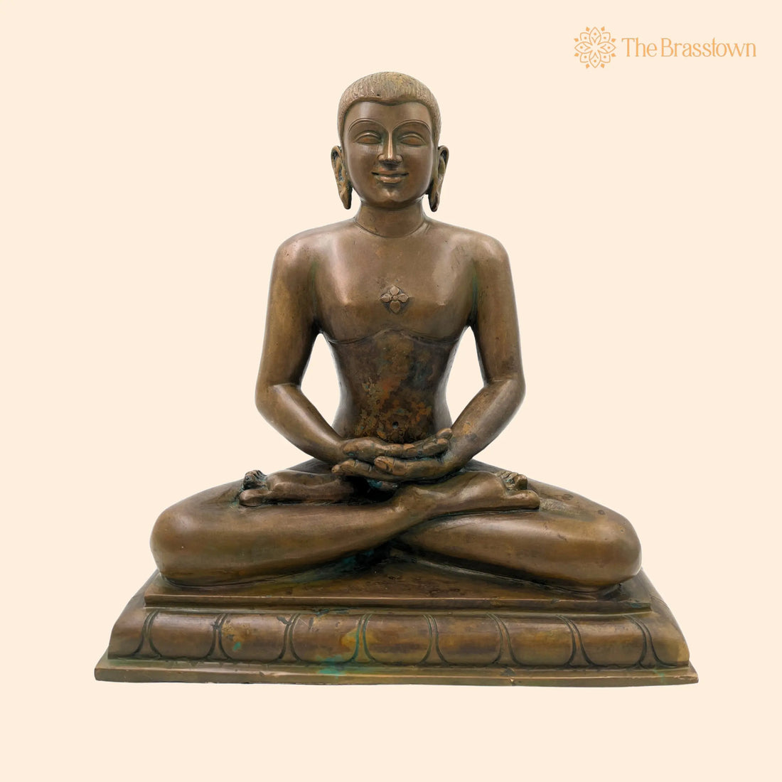 Handcrafted Bronze Panchaloha Mahavira Idol – Vardhamana Swami Jain Tirthankara Statue for Temple &amp; Home Décor 12 Inch 1