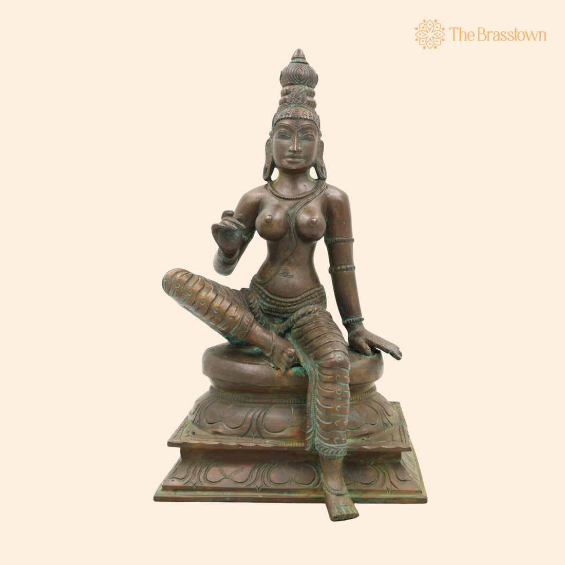 Handcrafted Bronze Parvati Idol – South Indian Chola Art Devi Murti for Puja &amp; Décor 9.5 Inch 1