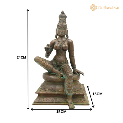 Handcrafted Bronze Parvati Idol – South Indian Chola Art Devi Murti for Puja &amp; Décor 9.5 Inch 5