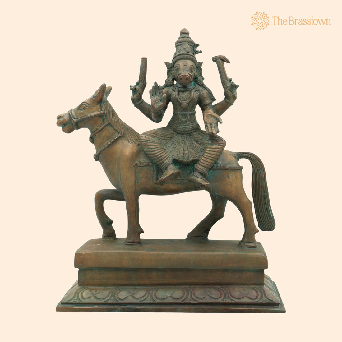 Handcrafted Bronze Varahi Amman Idol in Panchaloha – Chola Style Goddess Varahi, Dandini, Barahi for Puja, Home Mandir &amp; Décor 13 Inch 1