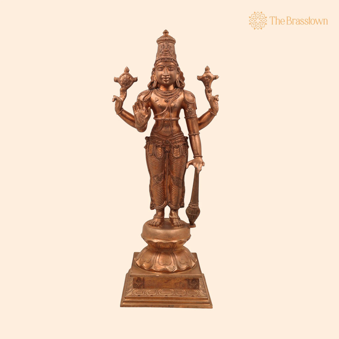 Handcrafted Bronze Panchaloha Vishnu Idol – Narayana, Padmanabha Murti for Temple &amp; Home Décor 18 Inch 1
