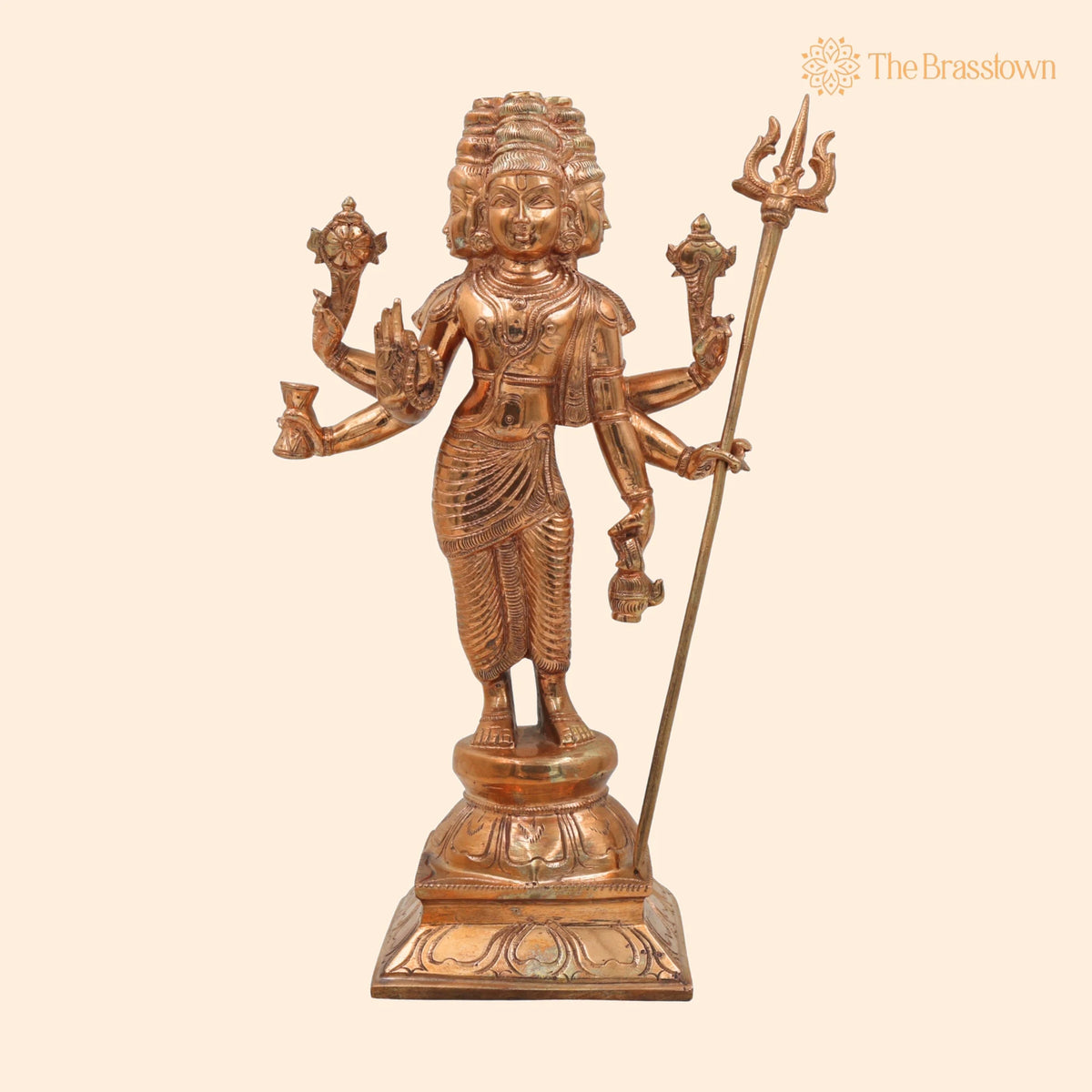 Handcrafted Panchaloha Bronze Dattatreya Idol – Trimurti Datta, Gurudev Datta for Puja, Home Mandir &amp; Décor 13 Inch 1