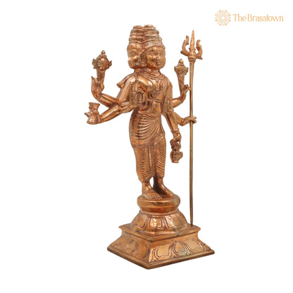 Handcrafted Panchaloha Bronze Dattatreya Idol – Trimurti Datta, Gurudev Datta for Puja, Home Mandir &amp; Décor 13 Inch 2