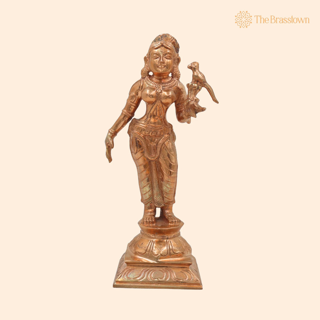 Handcrafted Bronze Meenakshi Amman Idol – Panchaloha Madurai Meenakshi Devi Murti, Fish-Eyed Goddess, Décor 1
