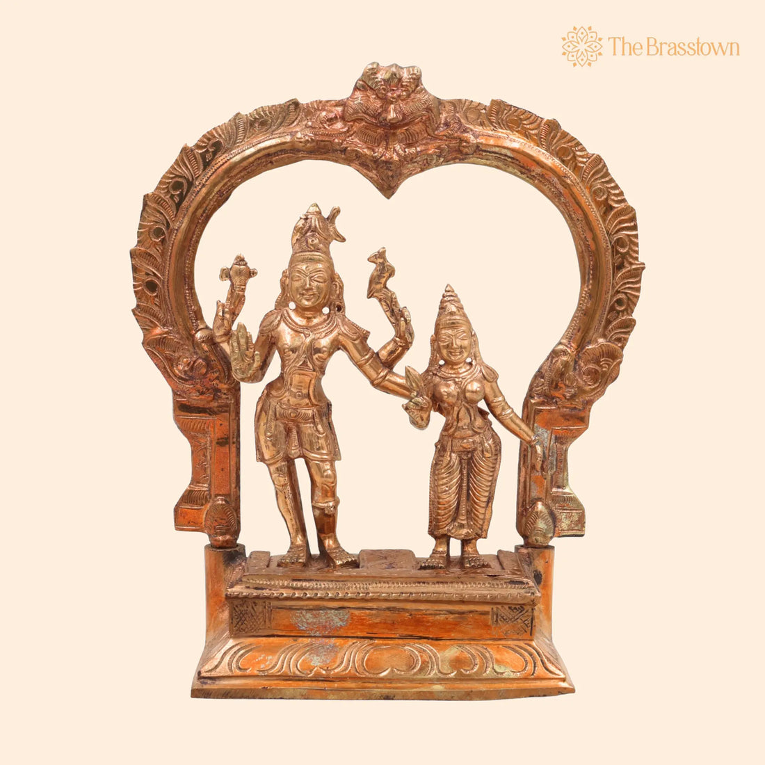 Handcrafted Bronze Panchaloha Shiva Parvathi Idol for Puja, Home Mandir &amp; Décor 7 Inch 1