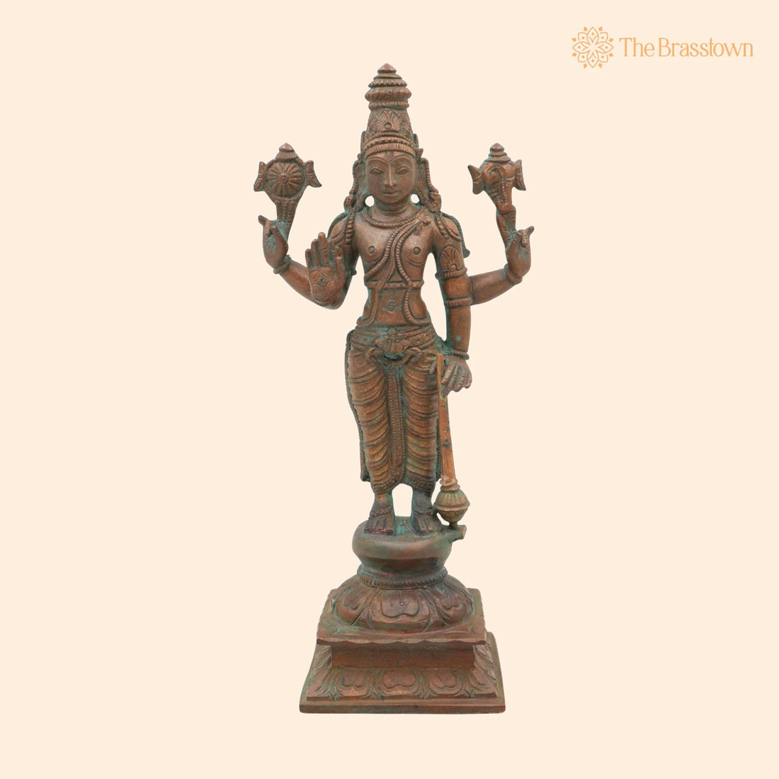 Handcrafted Panchaloha Bronze Vishnu Idol – Traditional Narayana Murti for Temple &amp; Home Pooja 9 Inch 1