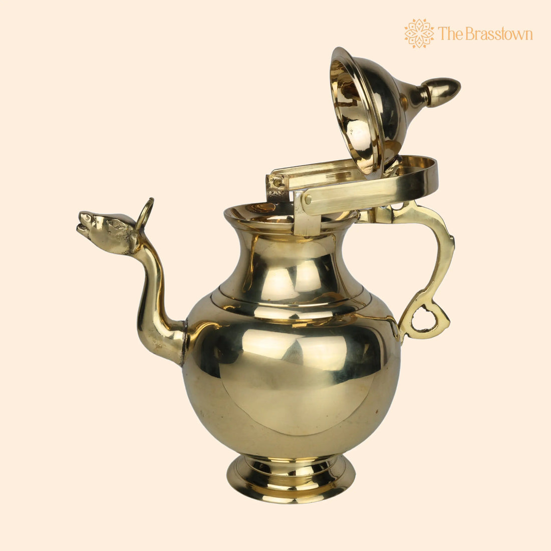 Brass Water Kamandal with Gomukh Spout – Handcrafted Gangajali Lota for Puja Rituals &amp; Home Mandir 10.5 Inch 1