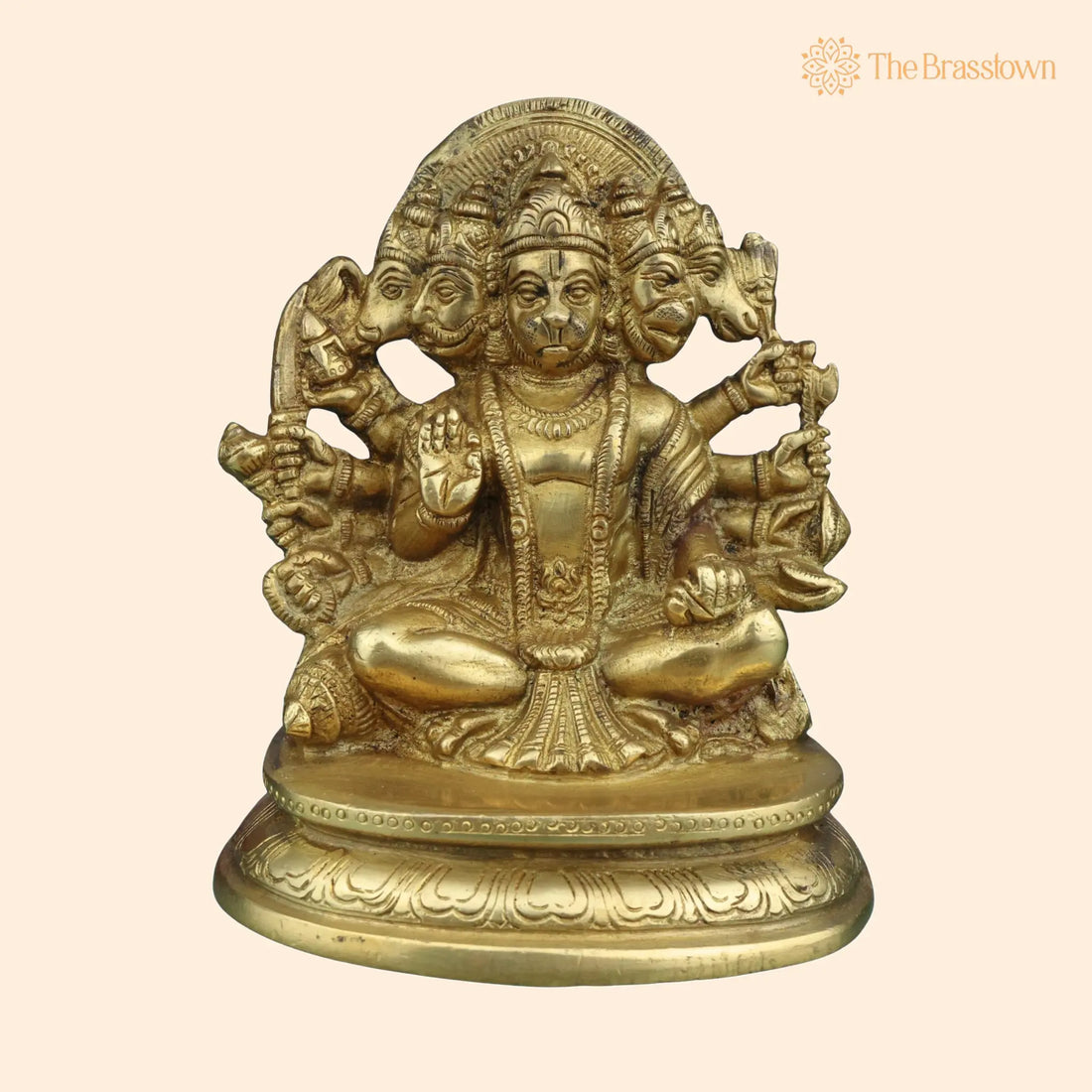 Panchmukhi Hanuman Brass Idol – Handcrafted Bajrang Bali Anjaneya Vayuputra Murti for Home Temple Pooja Décor 6.5 Inch 1