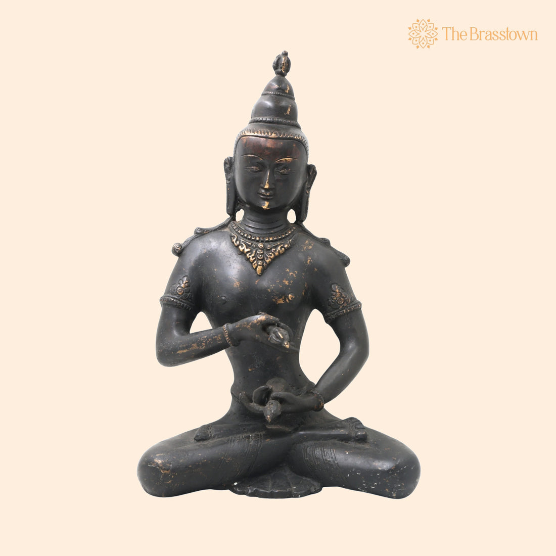 Brass Lokeshwar Buddha Idol – Handcrafted Avalokiteshvara Murti, Bodhisattva of Compassion Statue, Antique Peetal Vigraha for Home 13 Inch 1