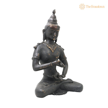Brass Lokeshwar Buddha Idol – Handcrafted Avalokiteshvara Murti, Bodhisattva of Compassion Statue, Antique Peetal Vigraha for Home 13 Inch 2