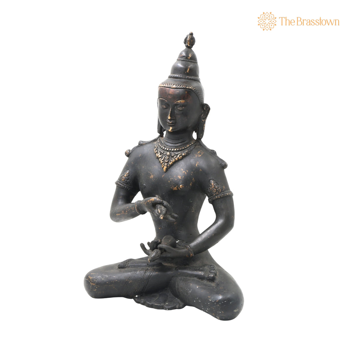 Brass Lokeshwar Buddha Idol – Handcrafted Avalokiteshvara Murti, Bodhisattva of Compassion Statue, Antique Peetal Vigraha for Home 13 Inch 3