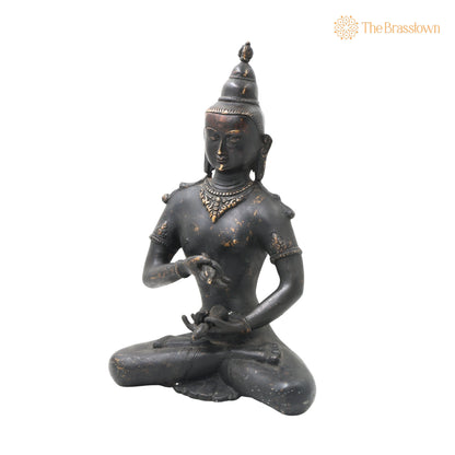 Brass Lokeshwar Buddha Idol – Handcrafted Avalokiteshvara Murti, Bodhisattva of Compassion Statue, Antique Peetal Vigraha for Home 13 Inch 3