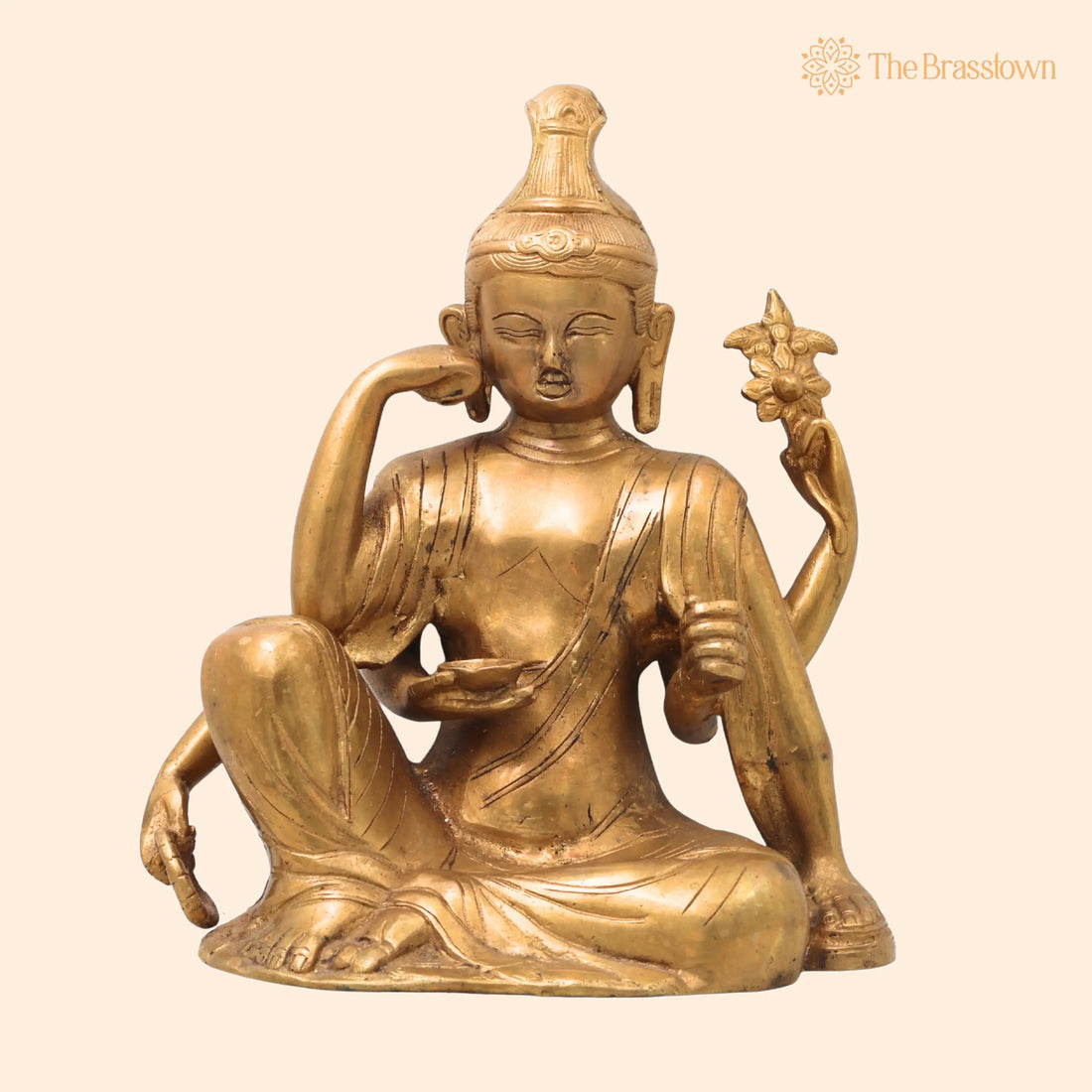 Brass Lokeshwar Buddha Idol – Handcrafted Avalokiteshvara Murti, Bodhisattva of Compassion Vigraha, Home &amp; Temple Décor Statue 9.5 Inch 1