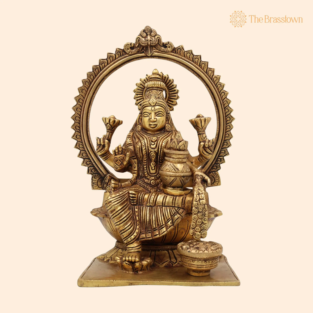 Handcrafted Brass Mahalaxmi Idol – Gajalakshmi Murti, Lakshmi Devi Statue for Pooja Room, Temple &amp; Home Décor 10.5 Inch 1