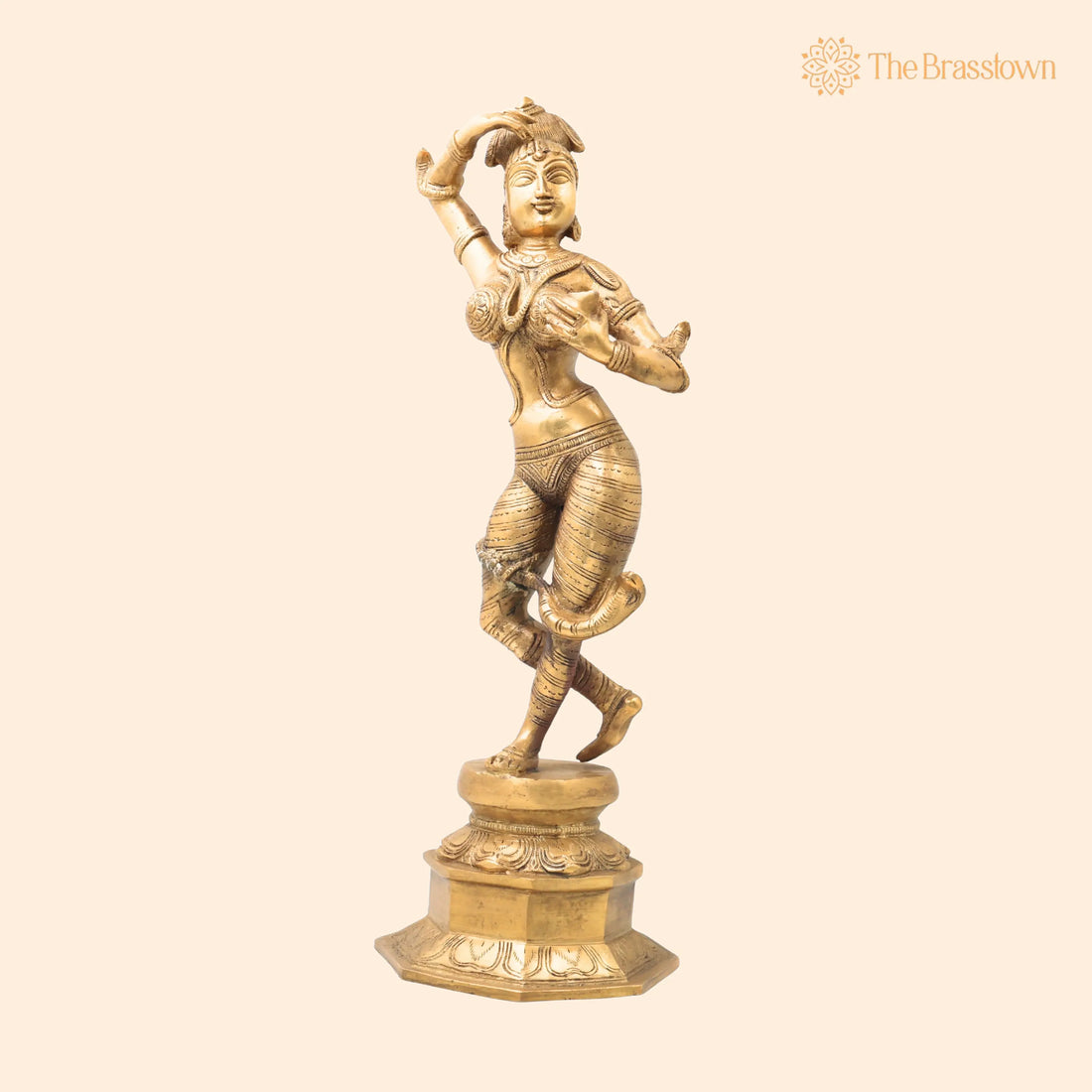 Brass Nag Kanya Idol – Handcrafted Naga Kanya Statue, Naagini Goddess Figurine for Home &amp; Temple Décor 16.5 Inch 1