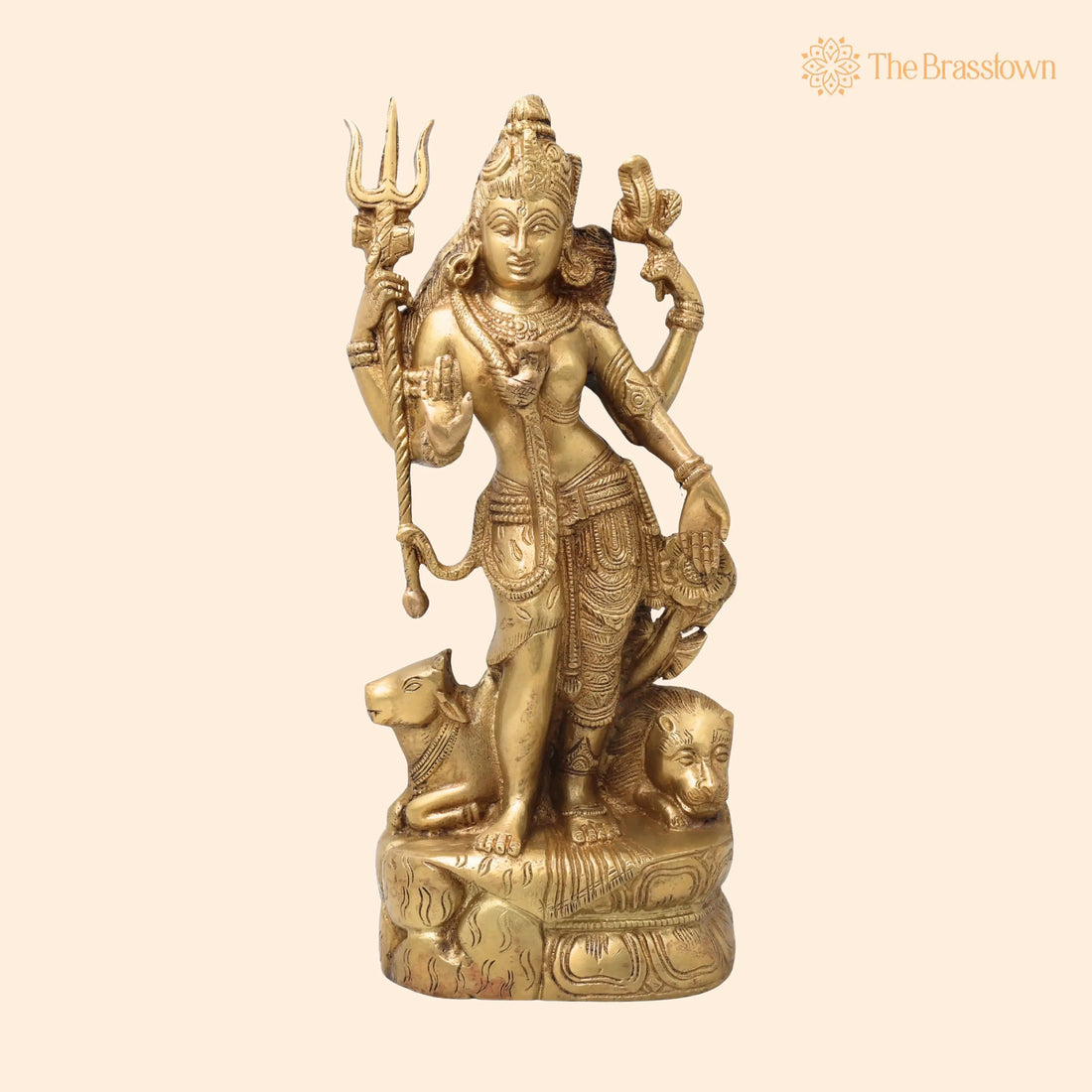 Brass Lord Ardhanarishvara Statue – Handmade Divine Home Décor 13 Inch 1