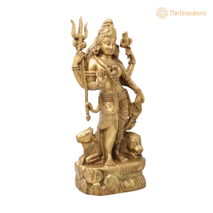 Brass Lord Ardhanarishvara Statue – Handmade Divine Home Décor 13 Inch 2