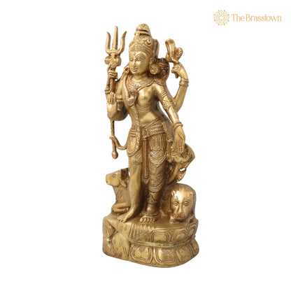 Brass Lord Ardhanarishvara Statue – Handmade Divine Home Décor 13 Inch 3
