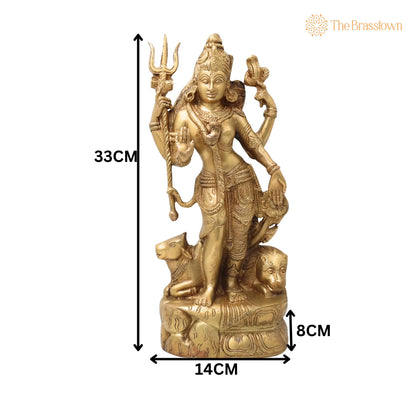 Brass Lord Ardhanarishvara Statue – Handmade Divine Home Décor 13 Inch 5