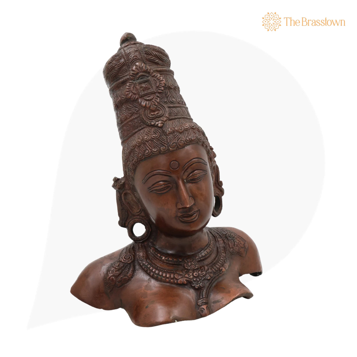 Brass Parvati Face Idol – Handcrafted Home Temple &amp; Spiritual Décor 12 Inch 3