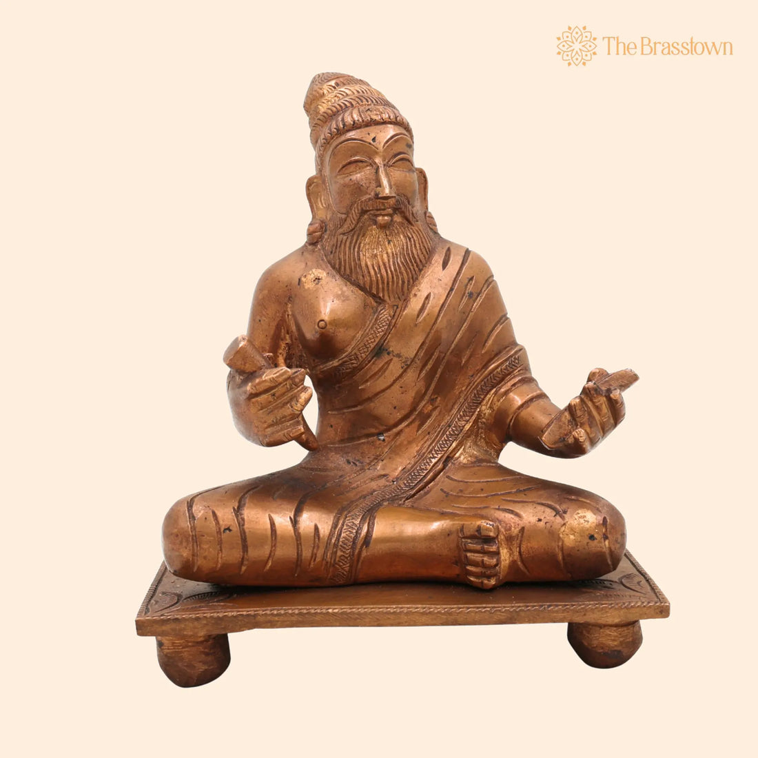 Handmade Bronze Panchaloha Valluvar Idol – Thiruvalluvar Tamil Poet Statue, Traditional South Indian Panchadhatu Murti 6.5 Inch 1