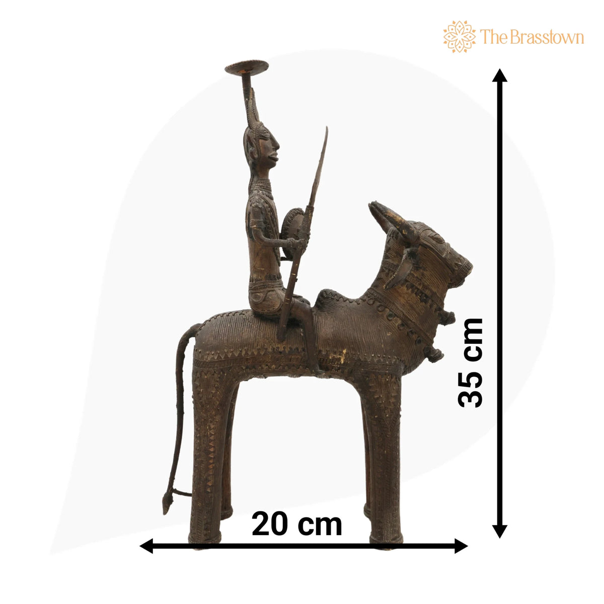 Brass Man on Bull Statue – Handcrafted Bastar Dhokra Tribal Art for Home Décor &amp; Gifting 14 Inch 5