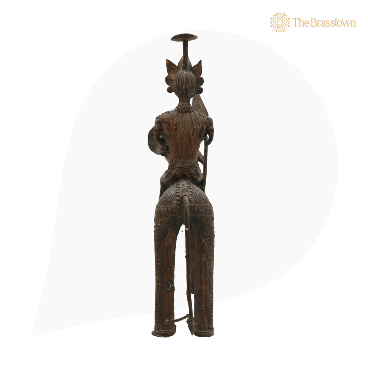 Brass Man on Bull Statue – Handcrafted Bastar Dhokra Tribal Art for Home Décor &amp; Gifting 14 Inch 6