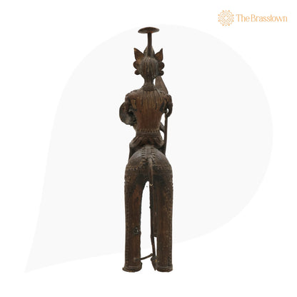 Brass Man on Bull Statue – Handcrafted Bastar Dhokra Tribal Art for Home Décor &amp; Gifting 14 Inch 6