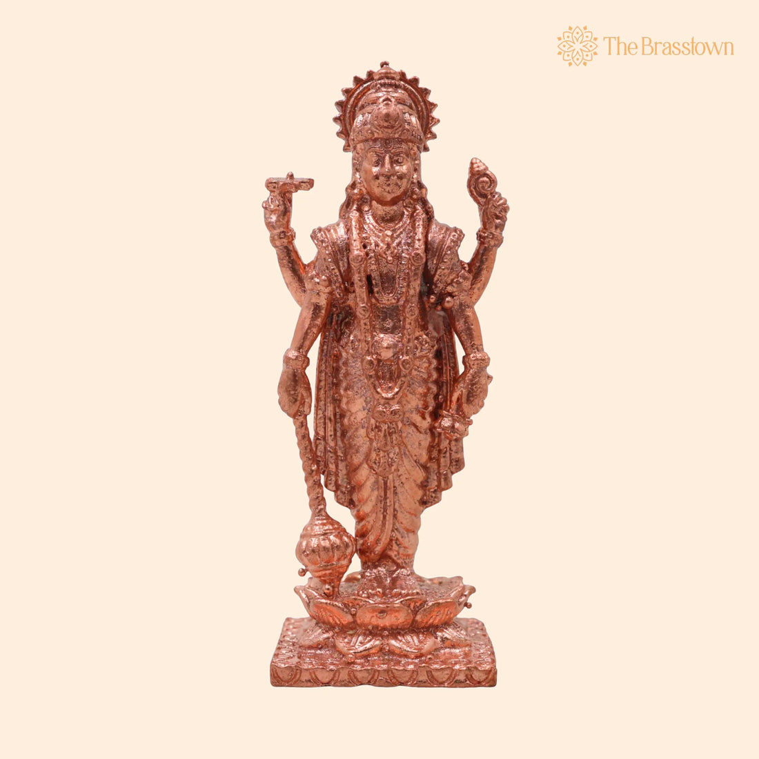 Copper Vishnu Idol – Handcrafted Traditional Murti for Puja, Home Mandir &amp; Décor 3 Inch 1