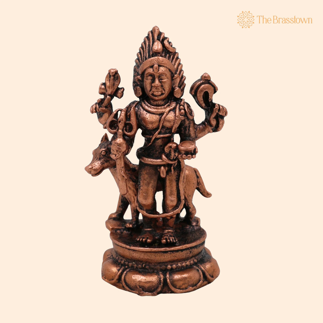 Copper Kal Bhairav Idol – Handmade Tamra Kala Bhairava Murti, Kaal Bhairava Statue for Home Temple Pooja Décor 2.5 Inch 1