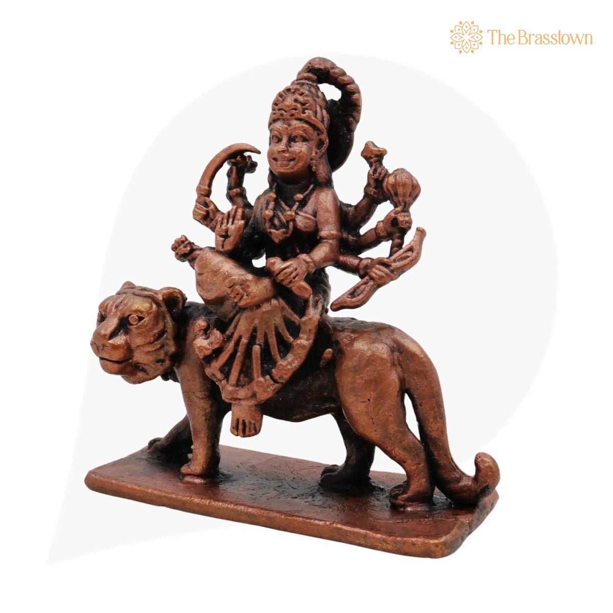 Handcrafted Copper Mahishasura Mardini Idol – Tamra Durga Devi Chamundeshwari Moorti, Tamraloha Durga Statue for Pooja 3 Inch 2