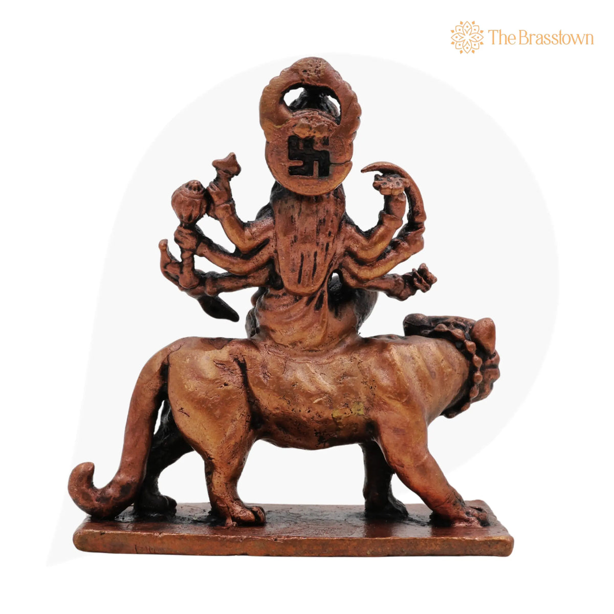 Handcrafted Copper Mahishasura Mardini Idol – Tamra Durga Devi Chamundeshwari Moorti, Tamraloha Durga Statue for Pooja 3 Inch 4