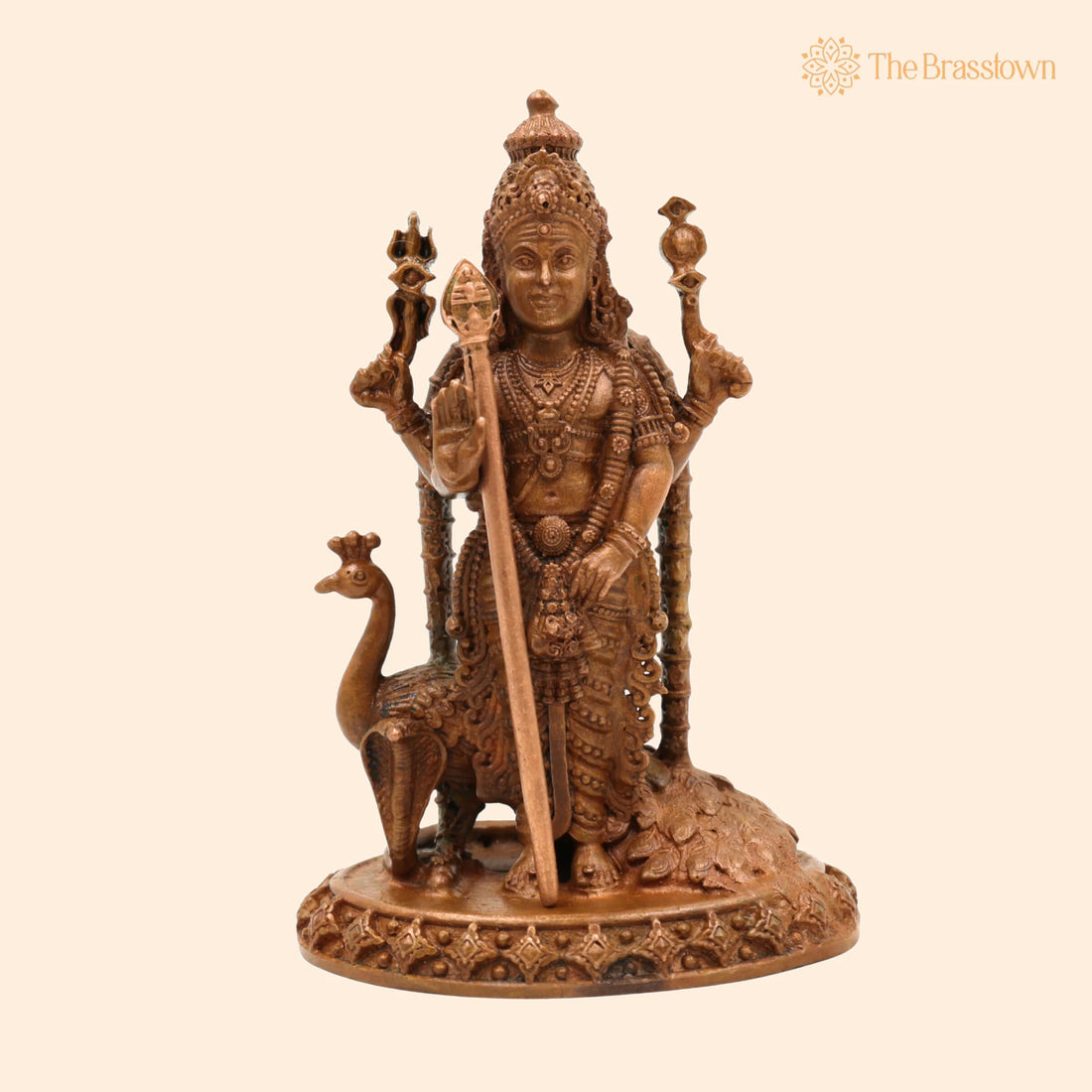Handcrafted Bronze Murugan Idol – Panchaloha Subramanya Statue, Skanda Velan Deity Sculpture, Chola Art South India Murugan 4 Inch 1