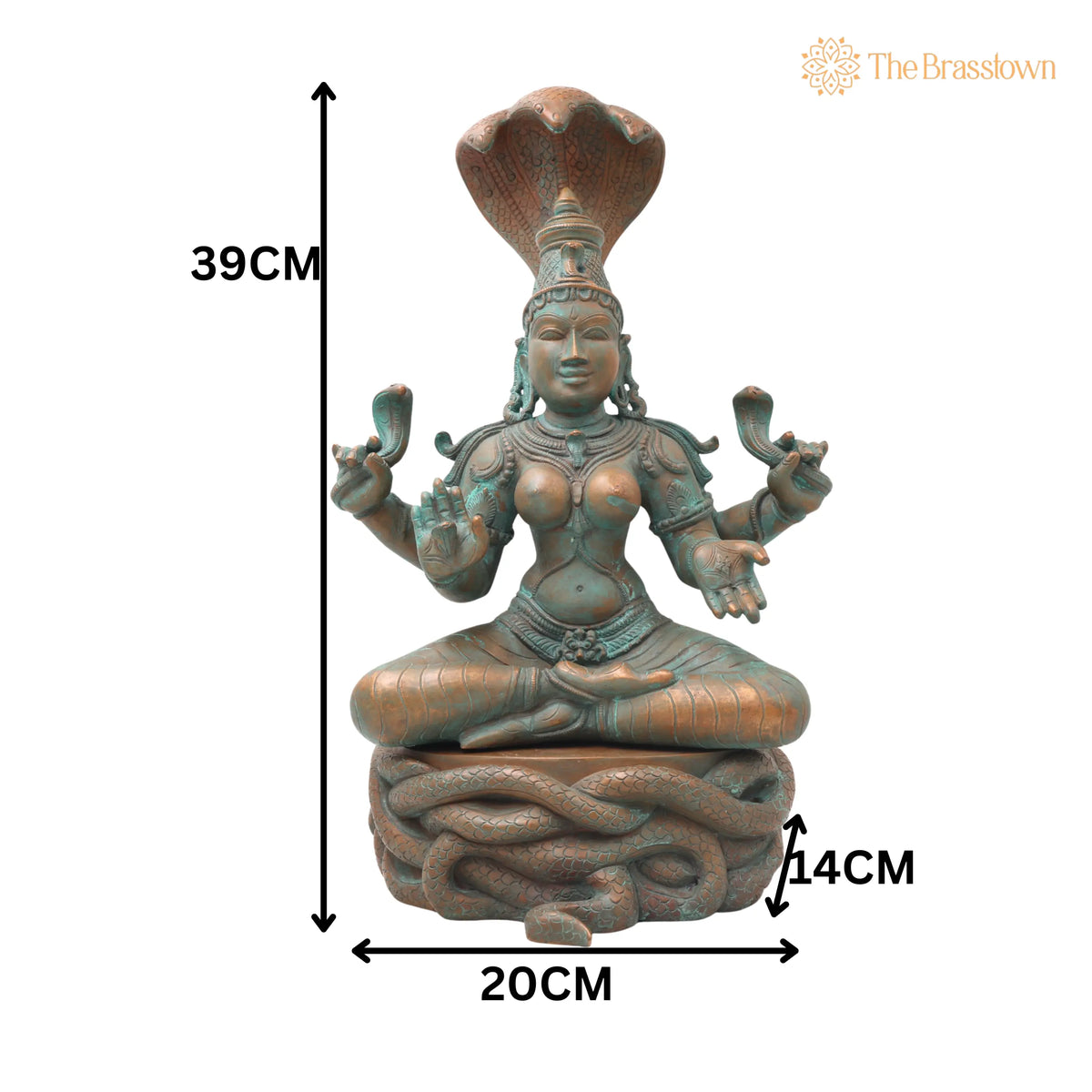 Handcrafted Bronze Manasadevi Idol – Authentic Panchaloha Manasa Mata Statue for Puja, Home Mandir &amp; Décor 15.5 Inch 5