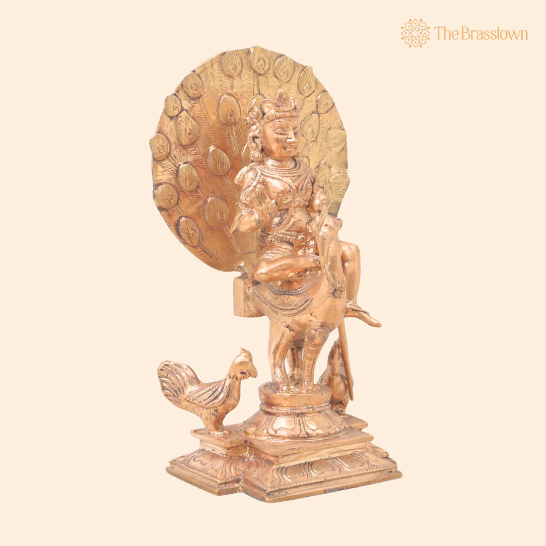 Panchaloha Lord Murugan Bronze Idol Sitting on Peacock – Handcrafted Skanda Subramanya Shanmukha Vel Murti for Home Temple Décor 7.5 Inch 1
