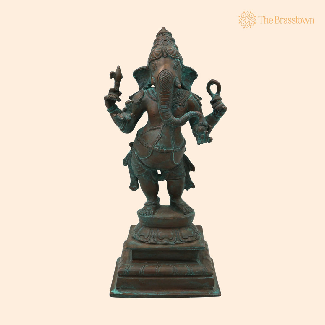 Handmade Bronze Standing Ganesha Idol – Panchaloha Ganpati Vigraha, Panchadhatu Ganesh Murti for Home, Temple &amp; Gifting 10 Inch 1