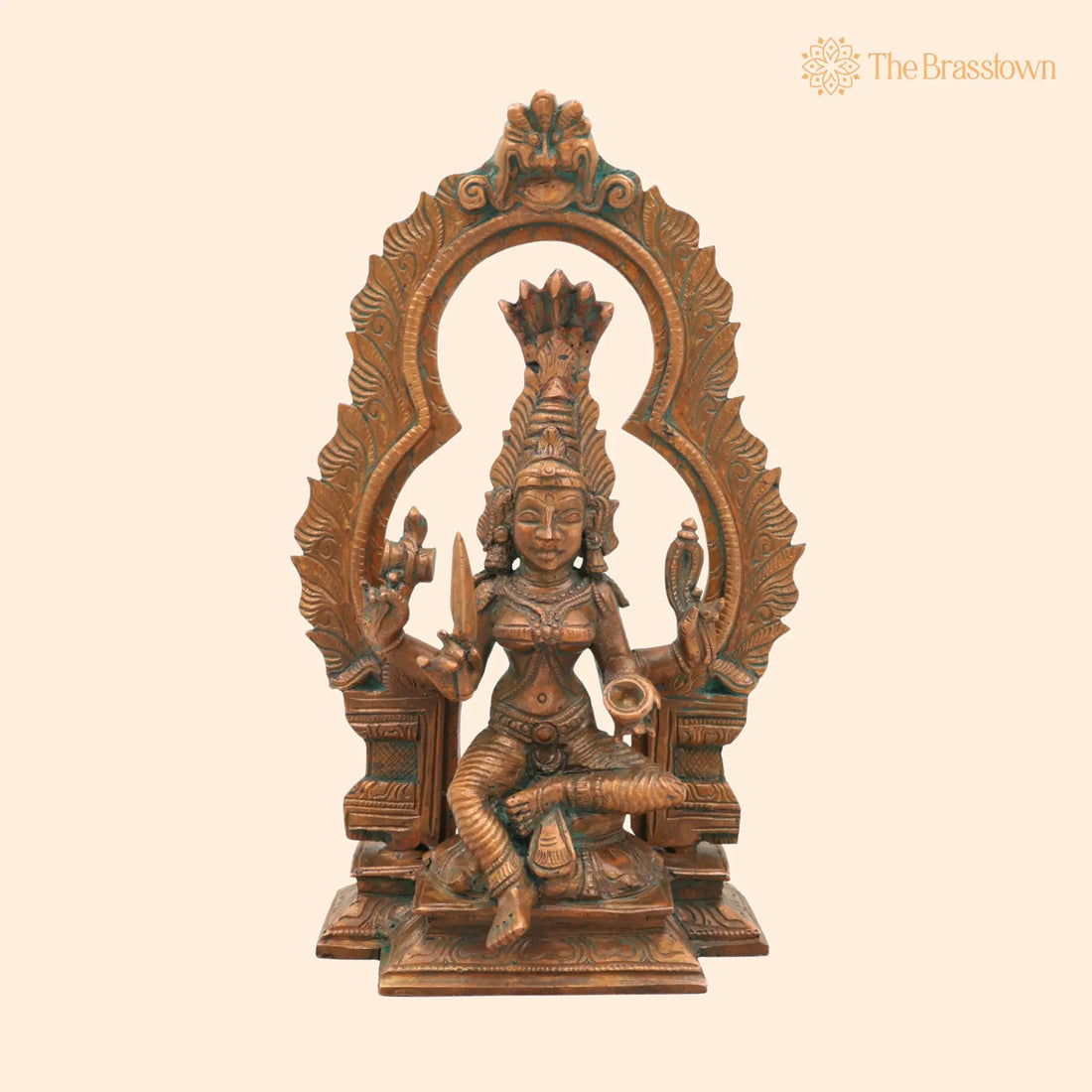 Handcrafted Bronze Mariamman Idol – Panchaloha Mariamma Murti, Traditional South Indian Goddess Statue for Home &amp; Temple 8 Inch 1