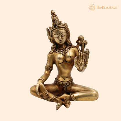 Handcrafted Brass Tara Maa Idol – Mahavidya Tara Devi, Ugra Tara, Home Temple &amp; Décor 5.5 Inch 1