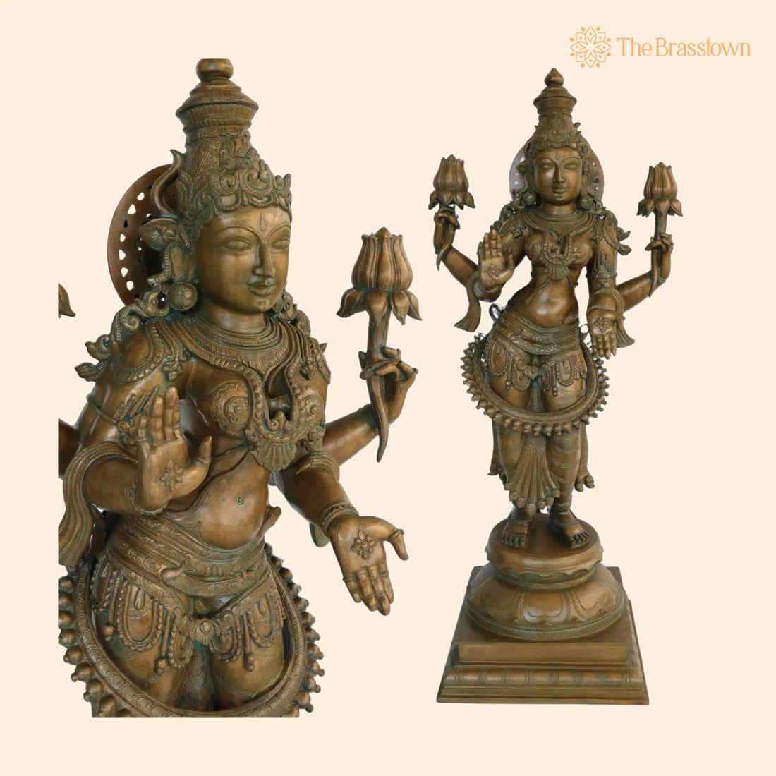 3ft Panchaloha Bronze Mahalakshmi Idol – Handcrafted Chola-Style Goddess Lakshmi Statue for Home &amp; Temple ( 40 Inch 1
