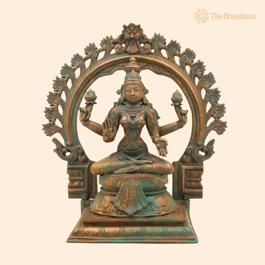 Panchaloha Handcrafted Mahalakshmi Idol in Bronze – Traditional Chola Art Sri Lakshmi, Kamala Devi Statue for Temple &amp; Home Décor 13.5 Inch 1