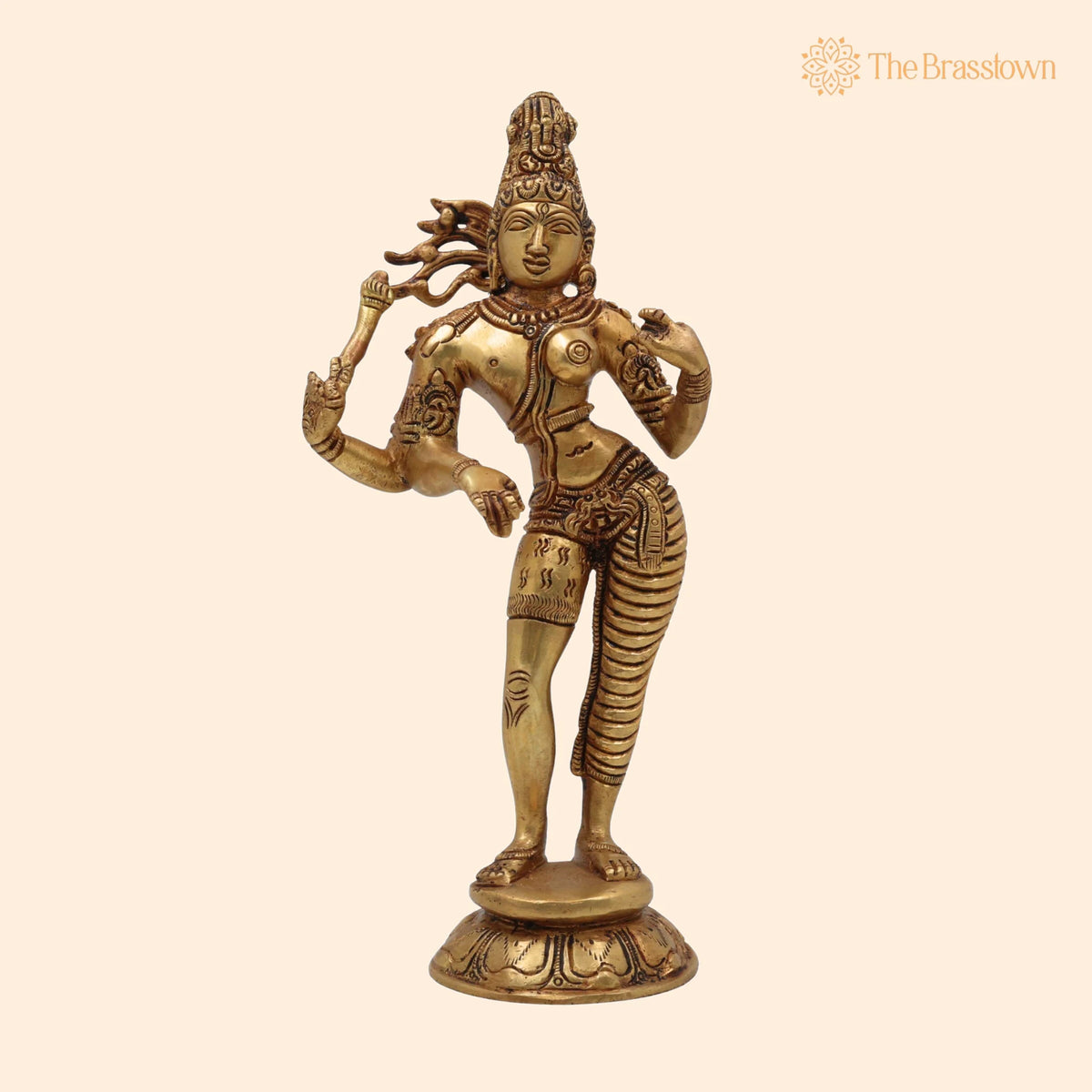 Brass Ardhanarishwar Idol – Handcrafted Perfect Home &amp; Temple Décor 9 Inch 1