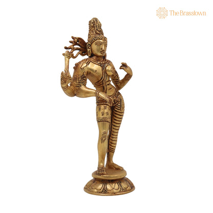 Brass Ardhanarishwar Idol – Handcrafted Perfect Home &amp; Temple Décor 9 Inch 2