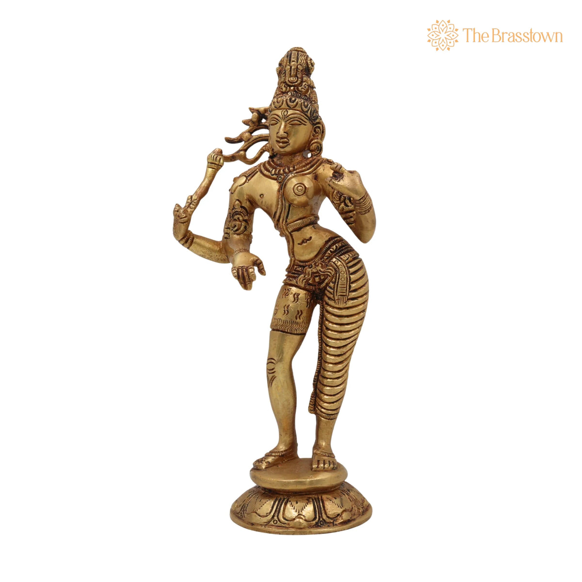 Brass Ardhanarishwar Idol – Handcrafted Perfect Home &amp; Temple Décor 9 Inch 3
