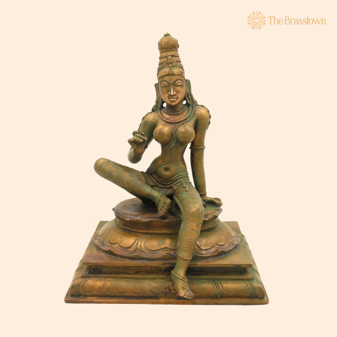 Handcrafted Panchaloha Bhoga Sakthi Parvathi Idol – South Indian Bronze Shakti Devi, Chola Art Pittalai Murti for Temple &amp; Home 10 Inch 1