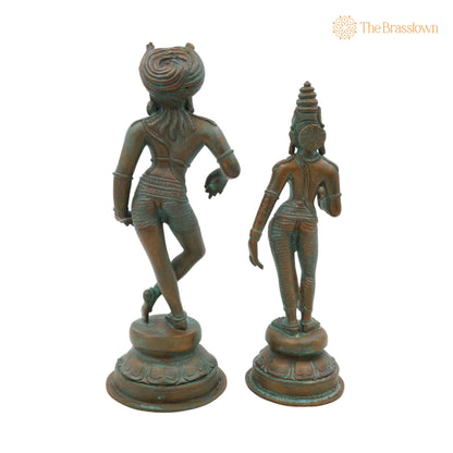 Bronze Vrishavahana Parvati Idol – Handmade Panchaloha Shiva Parvati Statue, Home Temple Décor 9 Inch 4