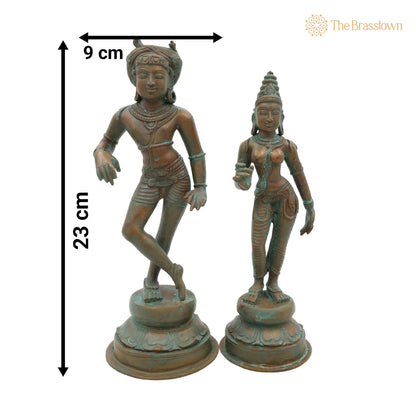 Bronze Vrishavahana Parvati Idol – Handmade Panchaloha Shiva Parvati Statue, Home Temple Décor 9 Inch 5