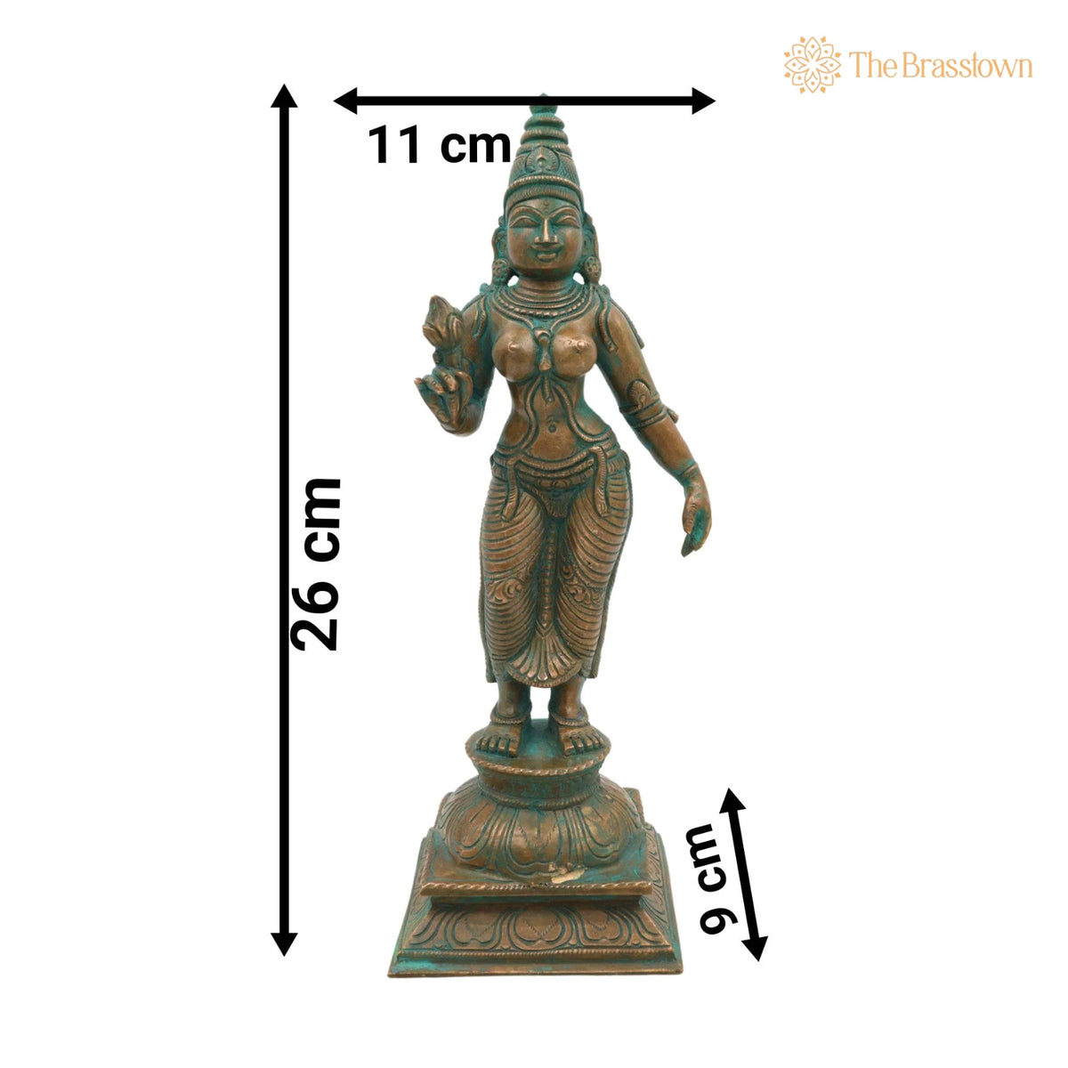 Handmade Bronze Shridevi Idol for Puja, Home Mandir &amp; Décor 10.5 Inch 5