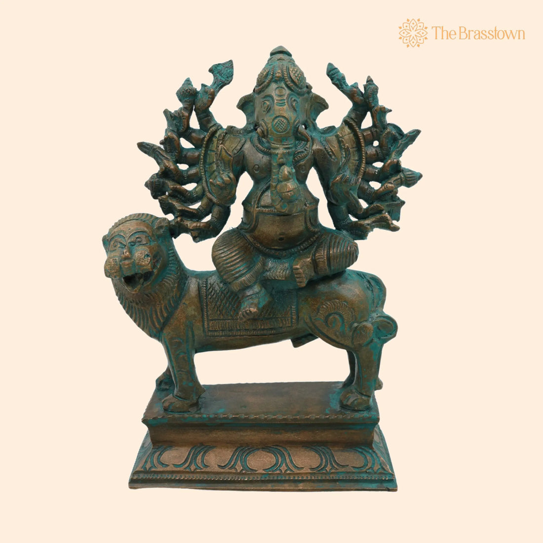 Panchaloha Veer Ganesha Idol – Handmade Bronze Panchadhatu Ganapati Statue, Traditional Hindu Décor 7 Inch 1