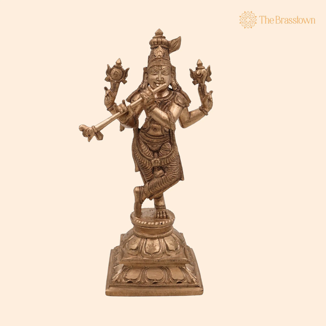 Handcrafted Panchaloha Bronze Krishna Idol – Kanha, Gopal, Govinda, Banke Bihari Murti for Home &amp; Temple 6.5 Inch 1