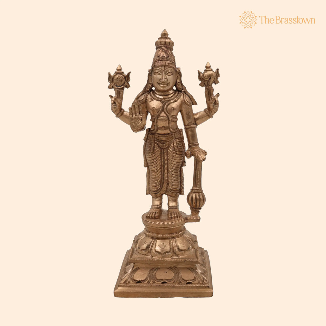 Handcrafted Panchaloha Bronze Vishnu Idol – Narayana Murti, Madhava, Hari Statue, Traditional Wax Casting for Puja, Home Mandir &amp; Décor 6.5 Inch 1